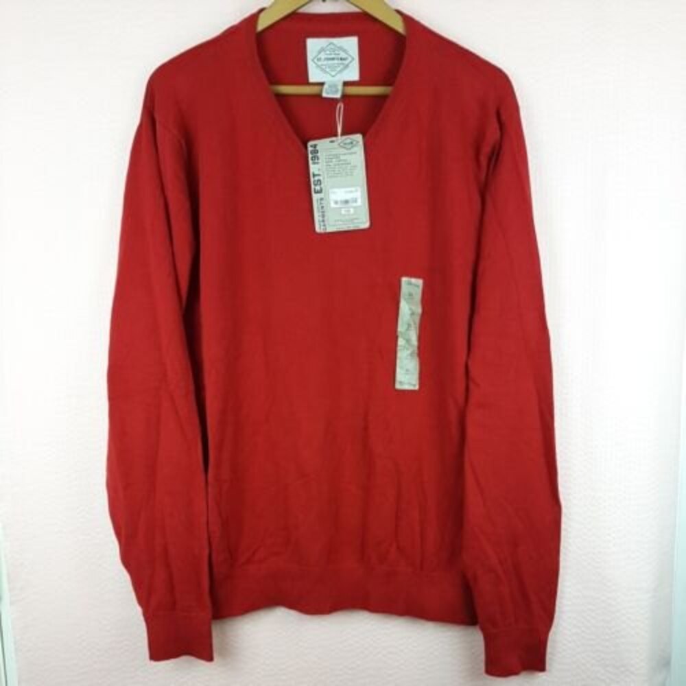 NEW St John's Bay Men Sweater Pullover Red Cotton Cashmere Blend size XL